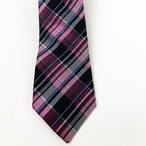 Perry Ellis Necktie Narrow Purple Plaid EUC